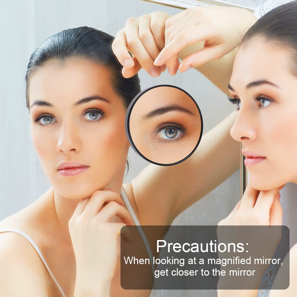 Miroir Grossissant X10 Et X15 Avec Ventouses Et Pince à Épiler - Kit Maquillage Précis 3 Pièces