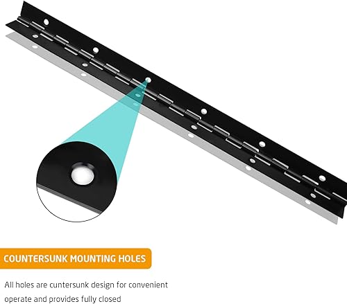 Miniatura 3 de 4 bisagras de piano negras, bisagras de puerta de acero inoxidable de 12 pulgadas con agujeros, bisagras continuas y de piano resistentes para