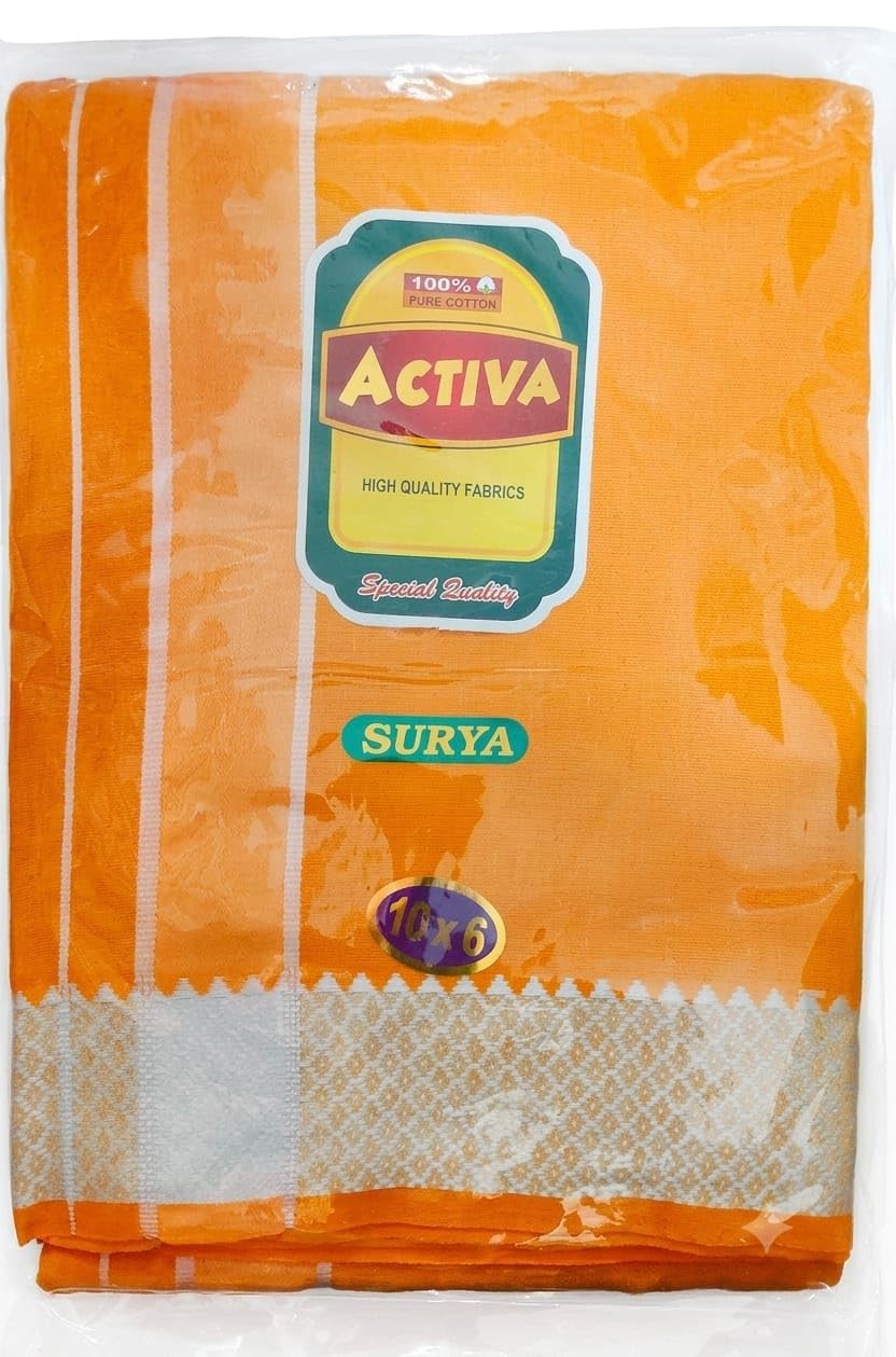 ACTIVA Surya Pure Cotton Pooja Dhoti for Men – Traditional White Border Dhoti for Temple, Religious Ceremonies, Festivals & Daily Worship – 10 x 6 Feet-image-36