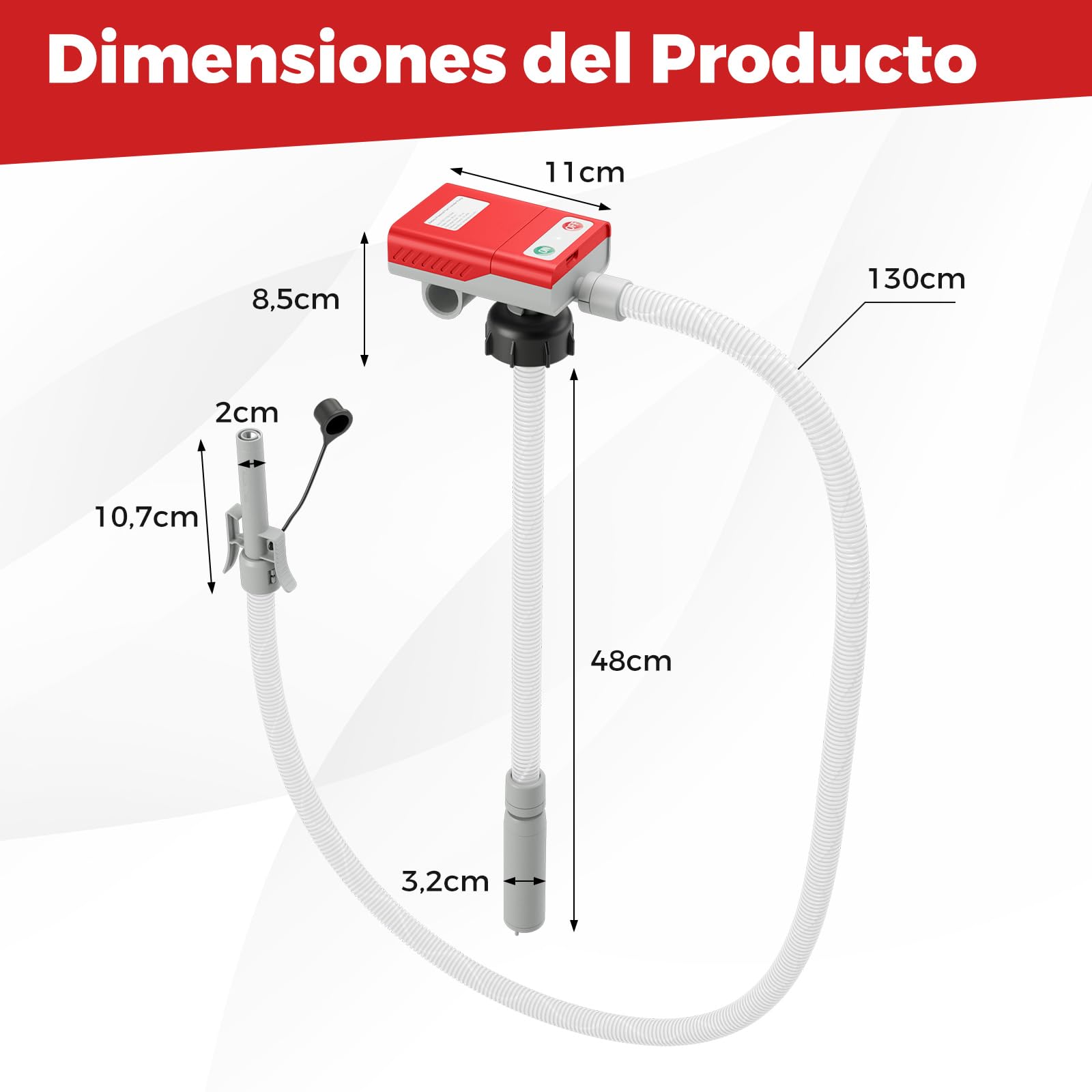 COSTWAY Bomba Extractora de Aceite, Combustible con Batería con Flujo Rápido de 14 LPM, Sensor de Auto-Parada y Protección contra Desbordamientos, Alimentada por USB, Manguera 130 cm y 3 Adaptadores