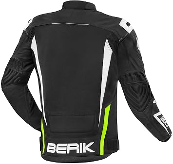 Berik Radic Motorcycle Leather / Textile Jacket Black/Yellow 56