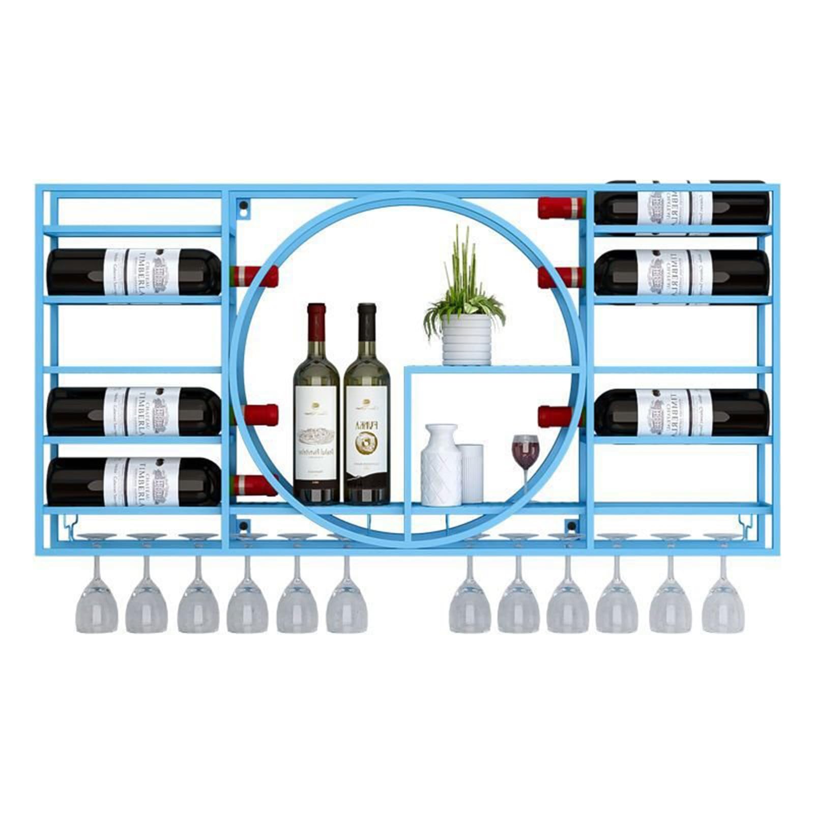 Étagère à vin murale pour salon et cuisine meuble bar suspendu pour bouteilles de spiritueux