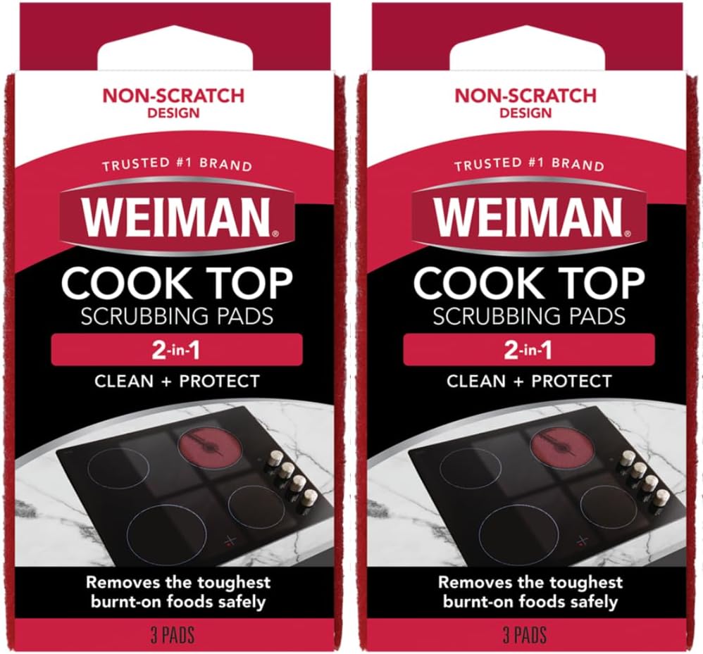 Cook Top Scrubbing Pads, 3 Count, 2 Pack Cuts Through the Toughest Stains - Scrubbing Pads Carefully Wipe Away Residue