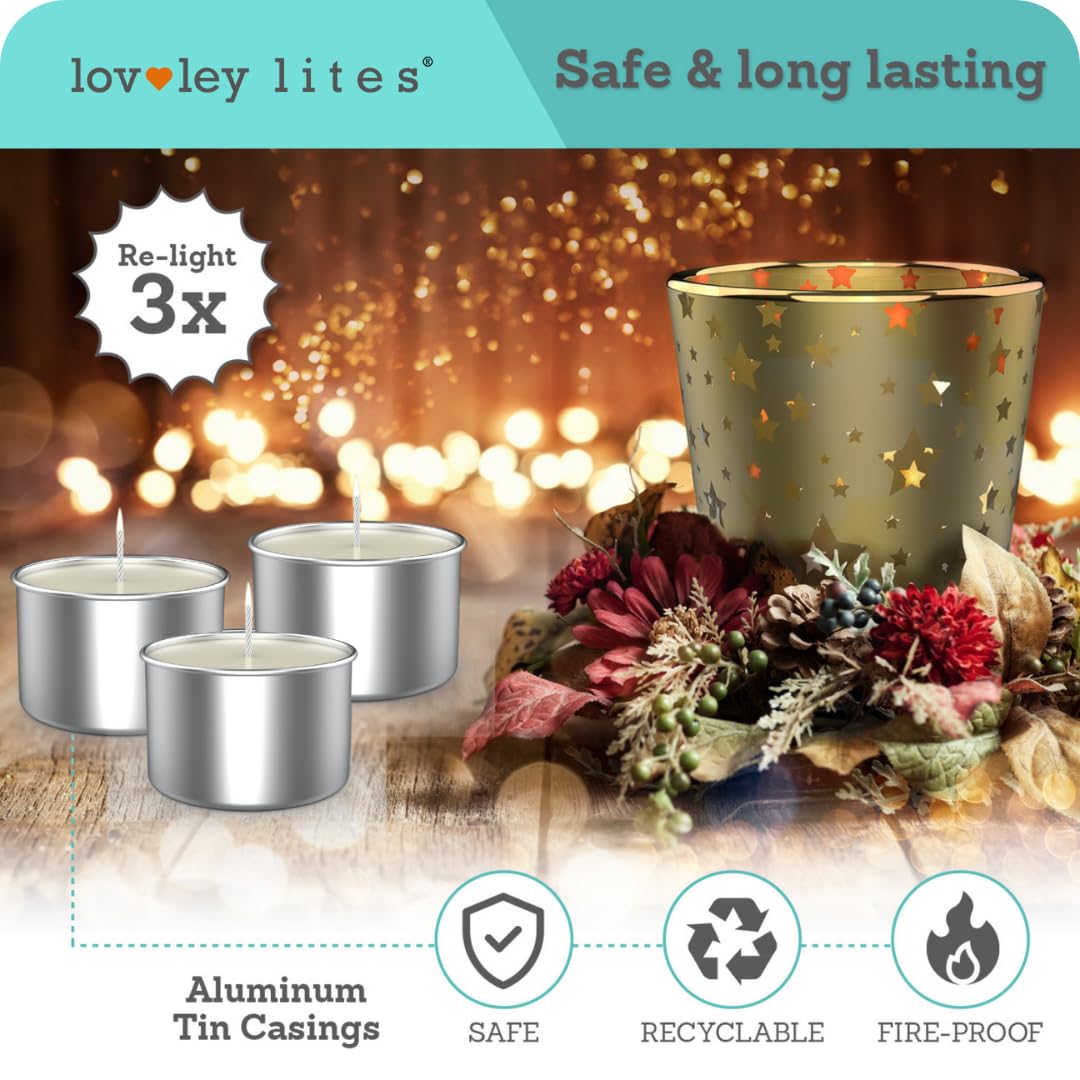 Lovley Lites Soy Tealight Candles Unscented, 36 Premium Long Burning Tea Lights - Image 2