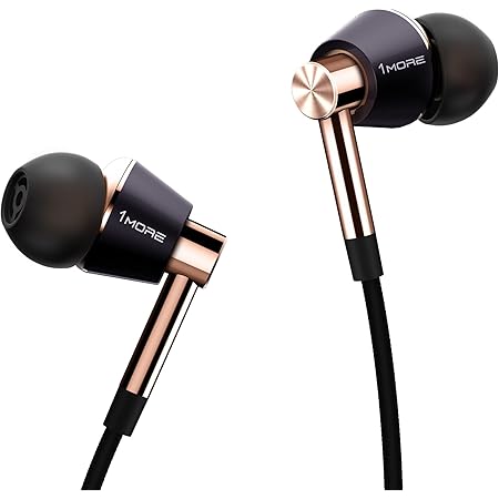 1MORE E1001 Triple-driver Hi-Fi Kopfhörer In-Ear Ohrhörer Hi-Res Audio mit Mikrofon und Fernbedienung Kompatibel mit iOS und Android (golden)