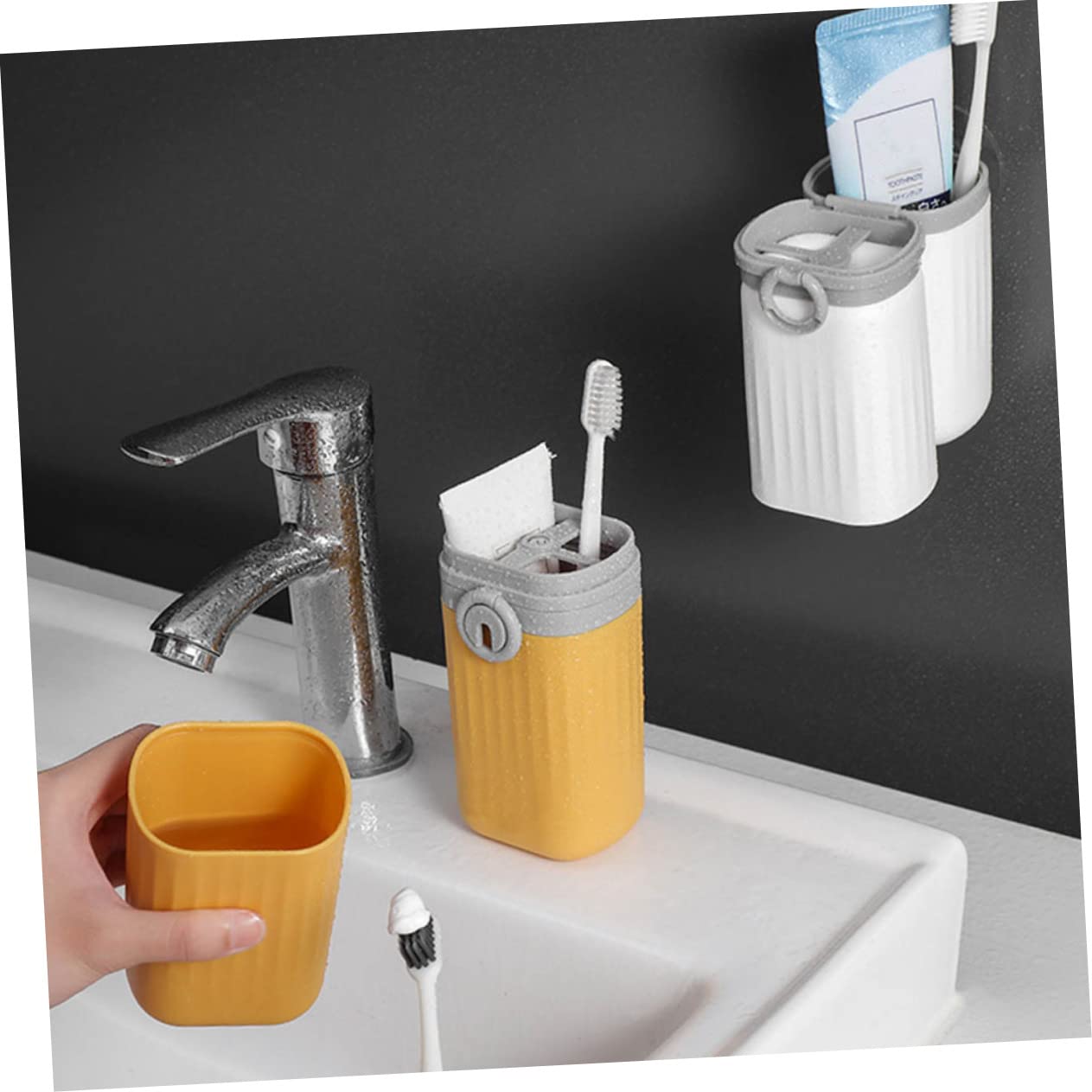Juego de 6 Vasos para enjuagar, Estuche para Cepillo de de Viaje, Juego de cepillos de, Soporte para Pasta de, Vasos, Viaje, Caja de Almacenamiento para cepillos de