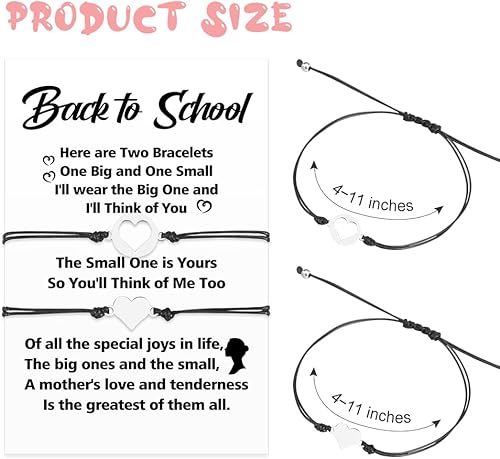 Miniatura 2 de Pulsera de regreso a clases para mamá y yo, suministros de regreso a clases, juego de pulseras estéticas para madre e hija, pulsera de deseos a