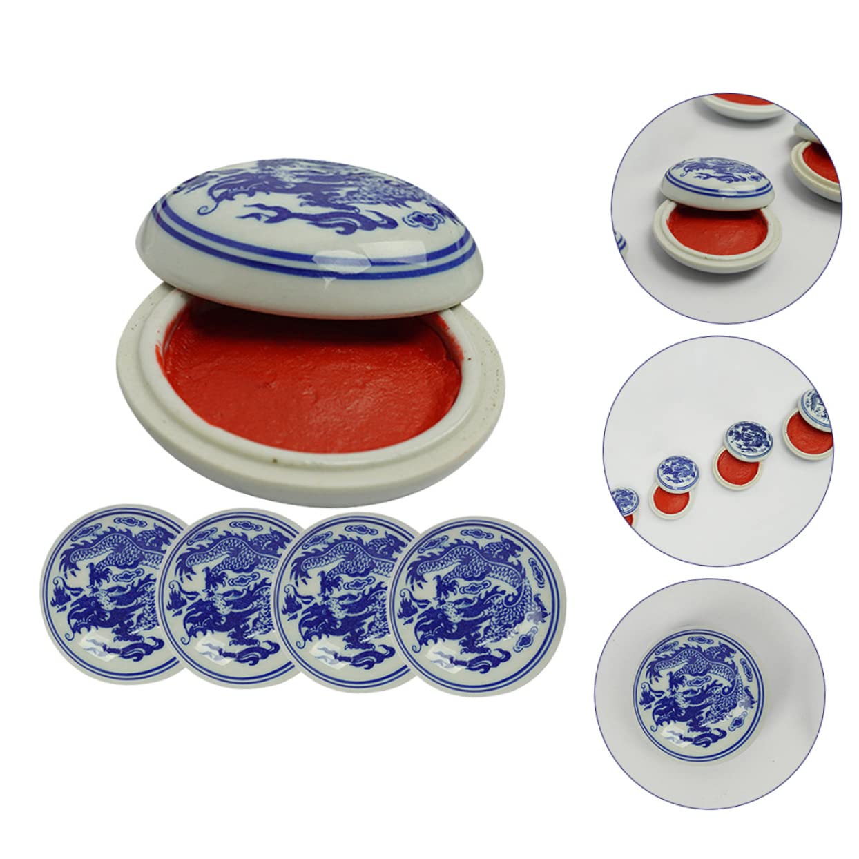 Tamponi di Inchiostro in Ceramica Multiuso Set di 5 Pezzi Adatti per Calligrafia Cinese E Pittura per Studenti E Amanti dell'Arte