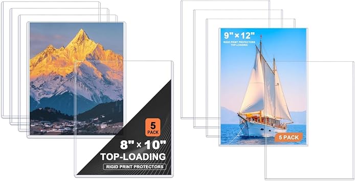 Ndsox 5 Packs 8" x 10" Rigid Print Protectors Bundle | 5 Packs 9" x 12" Rigid Print Protectors