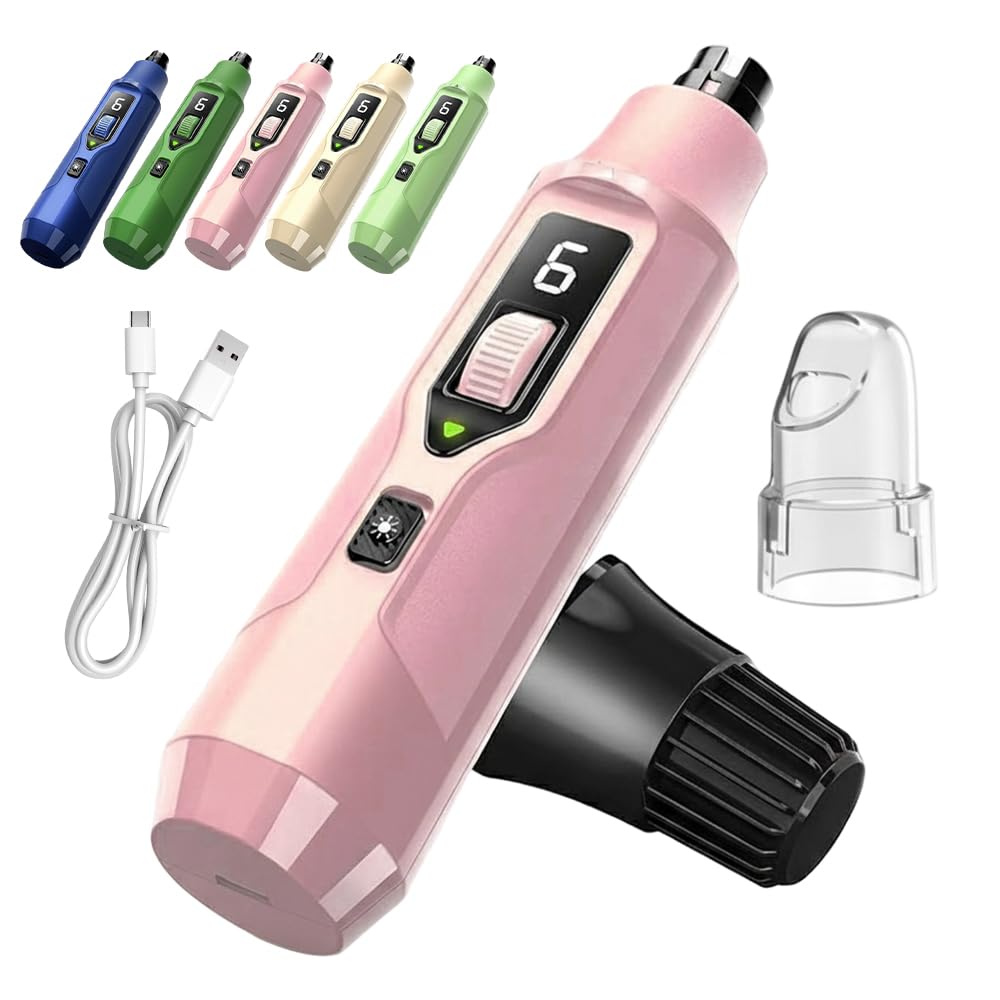 Molinillo de uñas para mascotas para perros y gatos, recortador de uñas recargable USB con luz LED y 7 velocidades, herramienta silenciosa de aseo de uñas para un cuidado suave de las patas