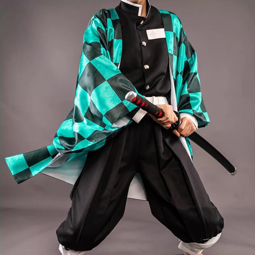 Kids Cosplay Costume Halloween Anime Cosplay Kimono Robe Set W/Sword Scar Sticker