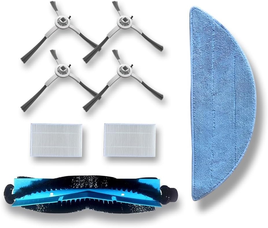 Spare Parts Compatible with Robot Vacuum Cleaner X5,X6,X8,Includes Side Brus 4pcs,HEPA Filters 2pcs, Central Brush 1pc, Mop