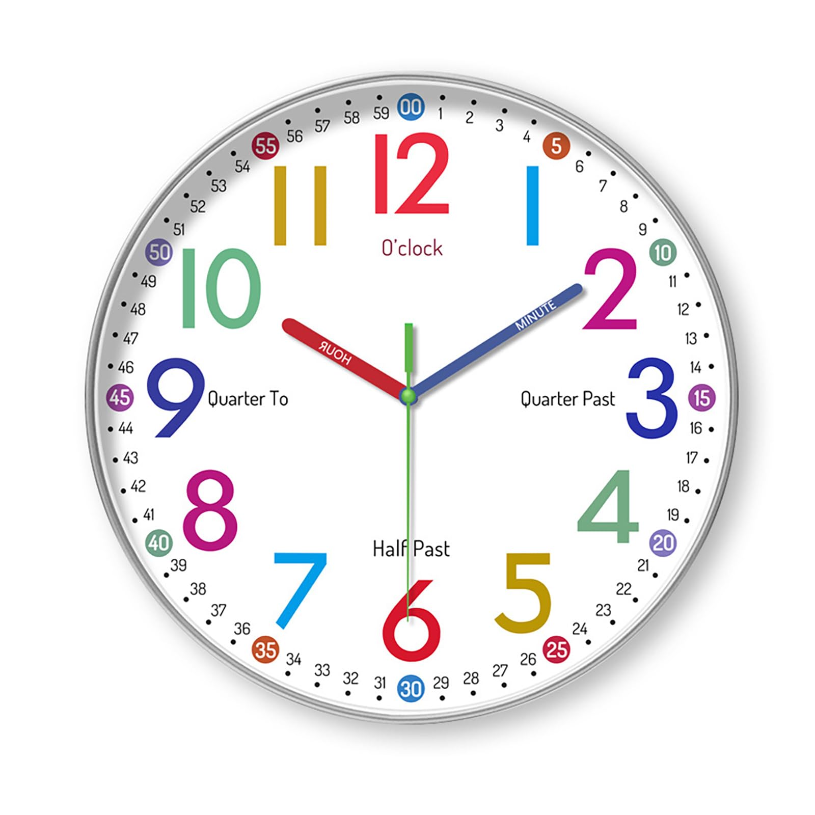 Amazon.co.jp: 知育時計 壁掛け時計 12時間表示 掛け時計 補助数字付き