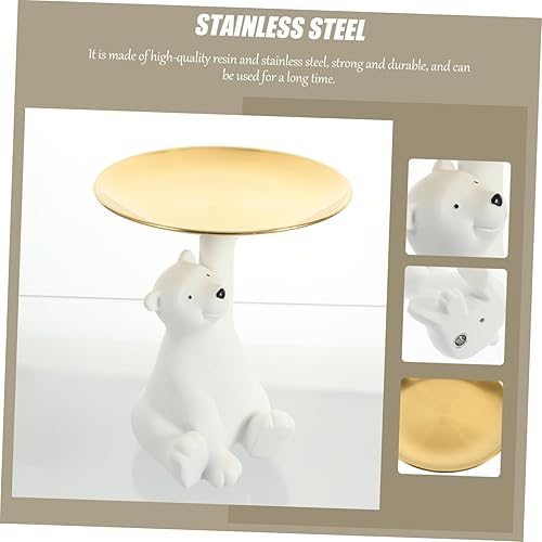 Miniatura 8 de VOSAREA Bandeja de oso para decoración de escritorio de oficina, escultura de oso polar, decoración de mesa, ornamento, bandeja de valet, plato,