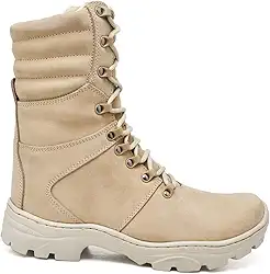 Bota Coturno Couro Masculina Adventure Areia Cano Longo Desert