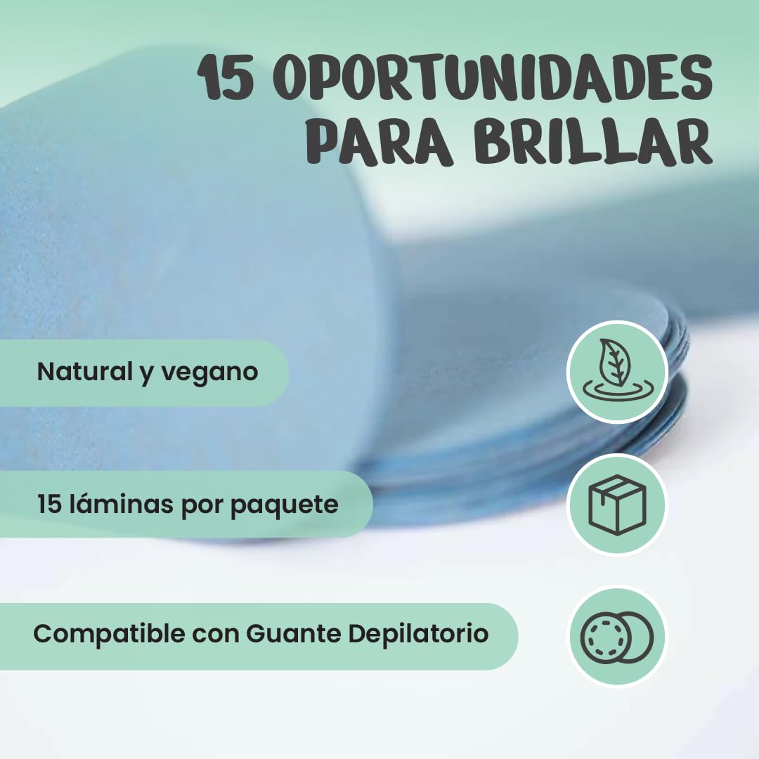 Recambios Faciales para Guantes Depilatorios 15 Discos de Mineral de Silicio Depilación Natural Cuidado Facial