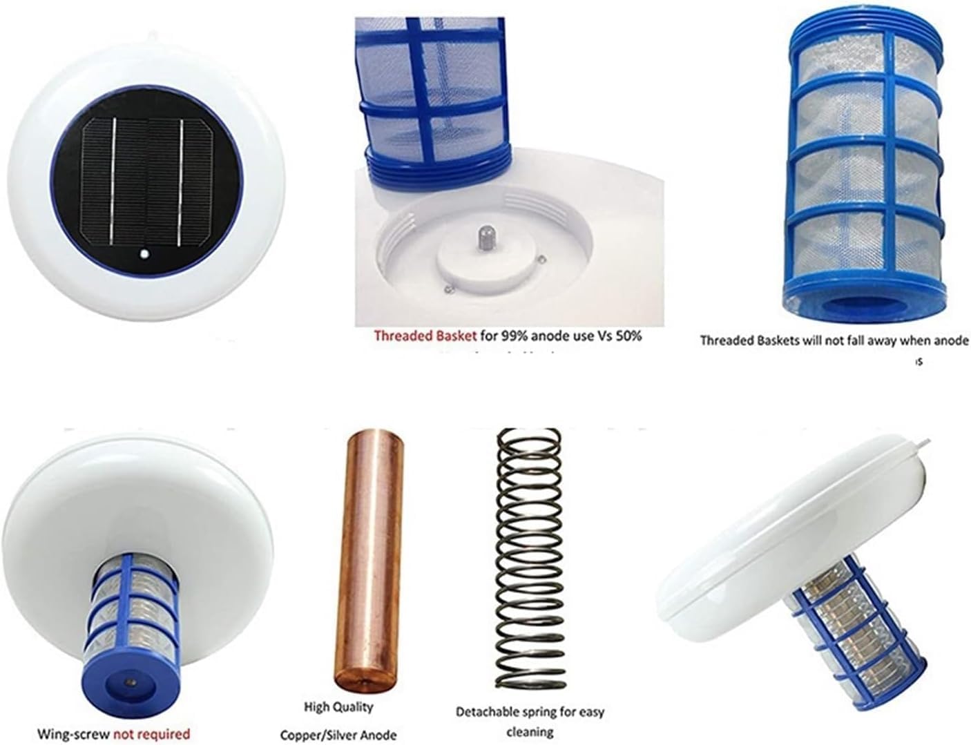 Ionizzatore Solare per Piscine, Tecnologia a Ioni Rame e Argento per Rimozione Alghe e Disinfezione, Filtro Galleggiante Ecologico Migliora qualità Acqua per Piscine Domestiche
