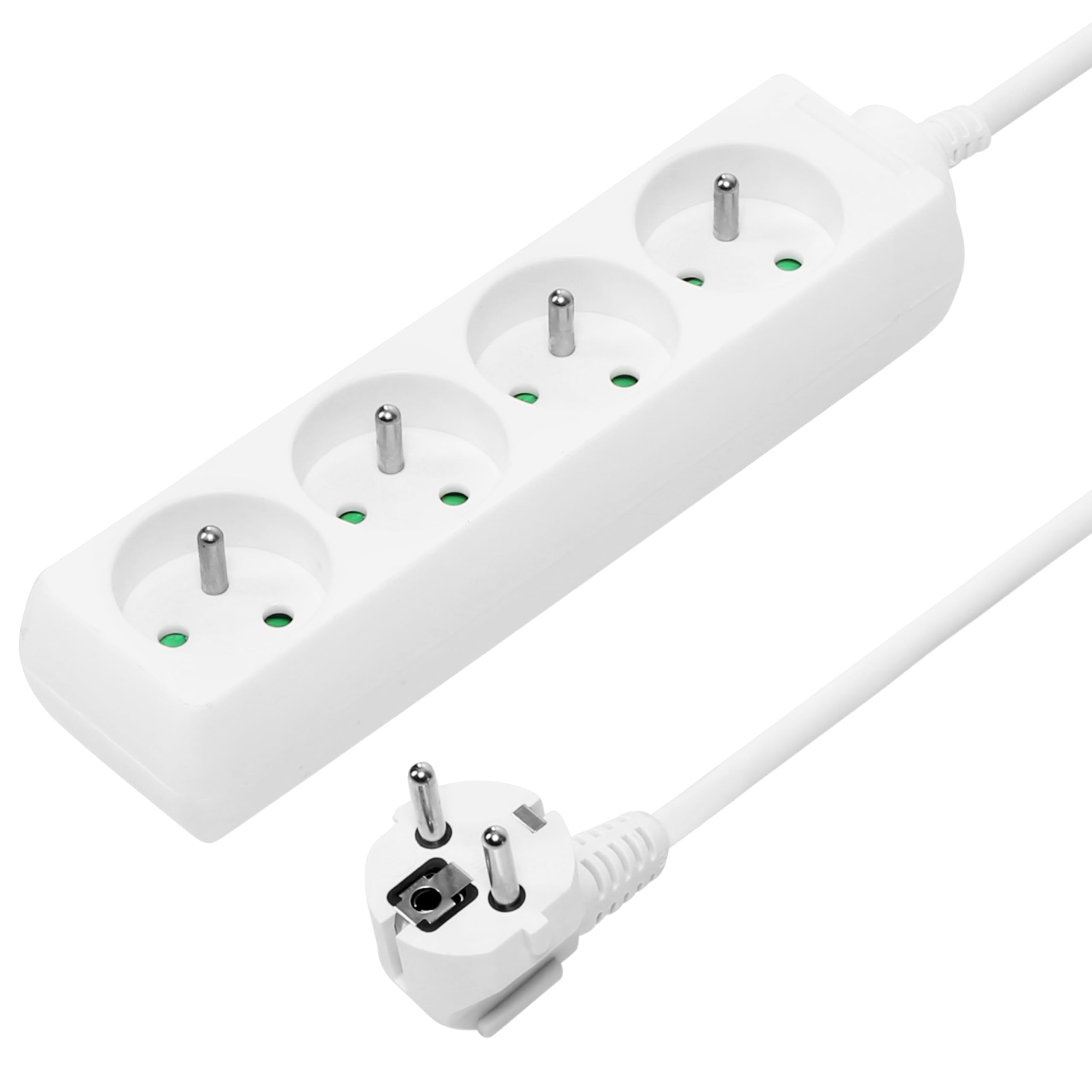 PremiumCord Multiprise 3m 4 Prises Françaises 230V Rallonge Sécurité Enfant Blanc