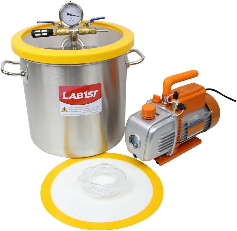 5 Gallon Vacuum Degassing Chamber Kit with 5 CFM Pump - Not for Wood Stabilizing