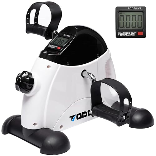 TODO Mini Exercise Bike Pedal Exerciser with LCD Monitor for Leg and Arm Recovery - White