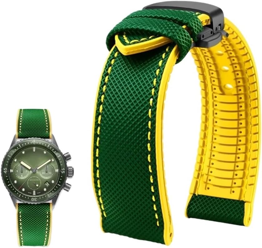 Passa forr Breitling Fit for Hamilton Fit for Seiko Suitable for Omega Suitable for Tissot Nylon Fluorine Rubber Watchband Silicone Wristband Mens Wristband Watchband Stainless Steel Buckle