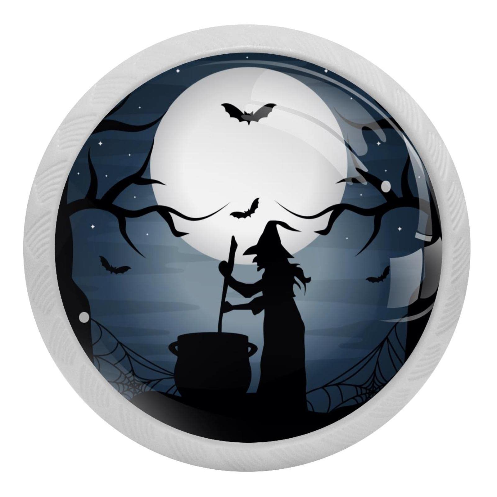 Vapokf Multi 4 Pcs Halloween Witch Dark Crystal Glass Drawer Knob Pull Handle Ergonomic 30Mm Glow In The Dark Furniture Cabinet Handle For Kitchen Dresser Cupboard Wardrobe