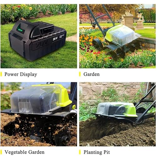 Rotavator électrique de jardin, motoculteur sans fil avec 2 batteries, cultive la terre jusqu'à 18 cm de profondeur et 36 cm de largeur, idéal pour le jardin, la ferme, le verger, le potager