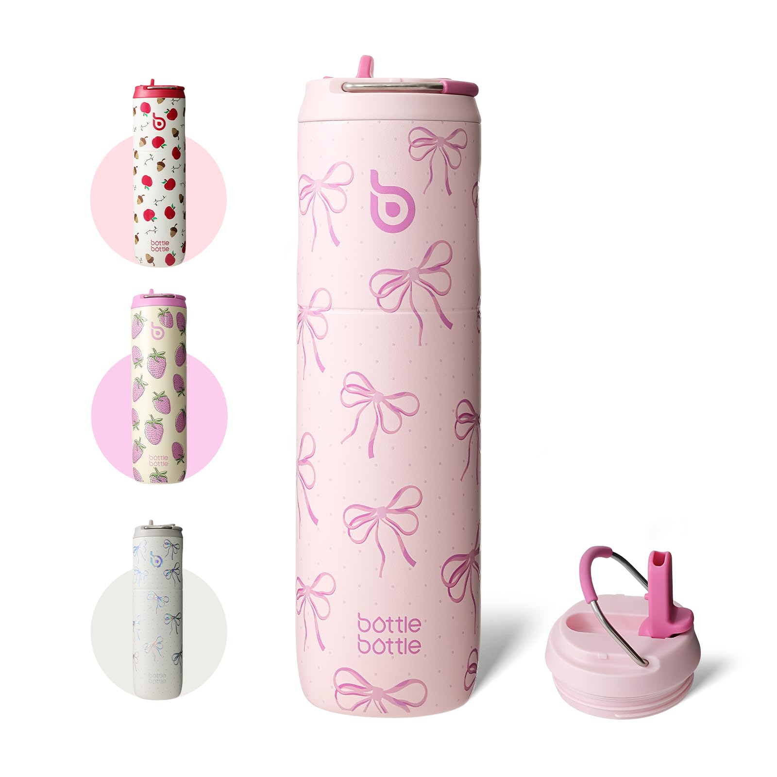 BOTTLE BOTTLE Insulated Water Bottle 24oz with Straw Lid and Handle for Sports Travel Gym Stainless Steel Water