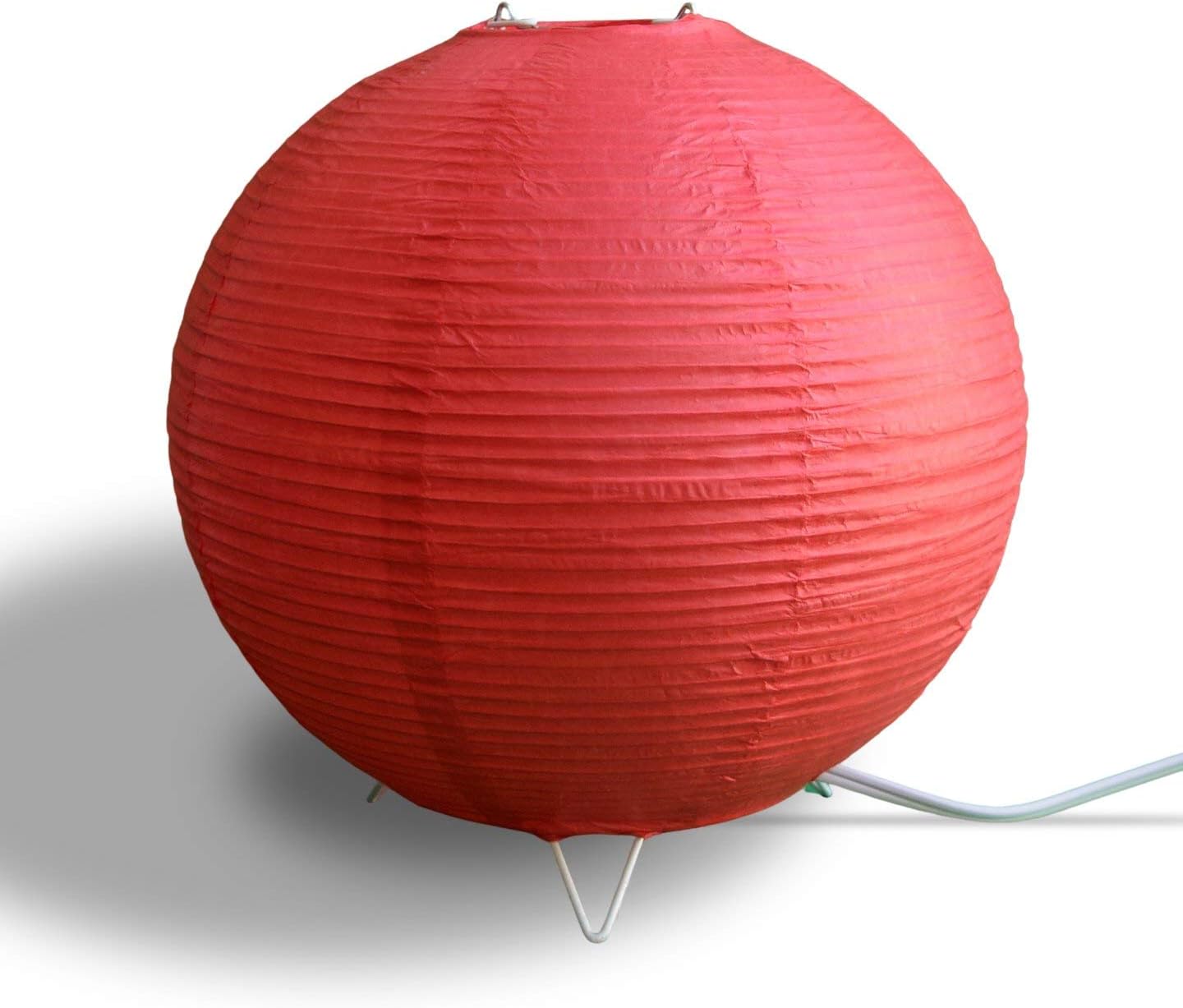 fantado Red Corded Round Table Top Lantern Lamp Kit w/Light Bulb, Fine Lines, Black Cord