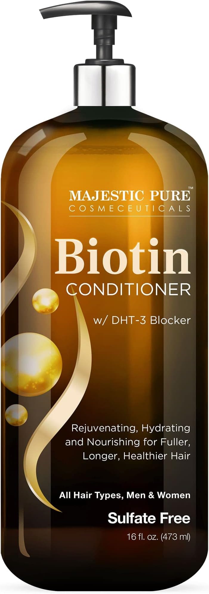 Majestic Pure Biotin Conditioner for Hair Loss - Thickening & Volumizing Conditioner, with DHT-3 Blocker, Keratin & Rosemary Oil, Sulfate Free, All Hair Types Hair Conditioner, 16 fl oz