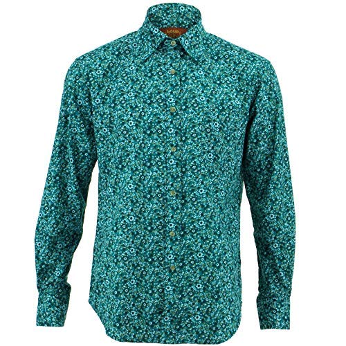 Chemise imprimé floral vert homme Loud Originals manches longues taille 37cm