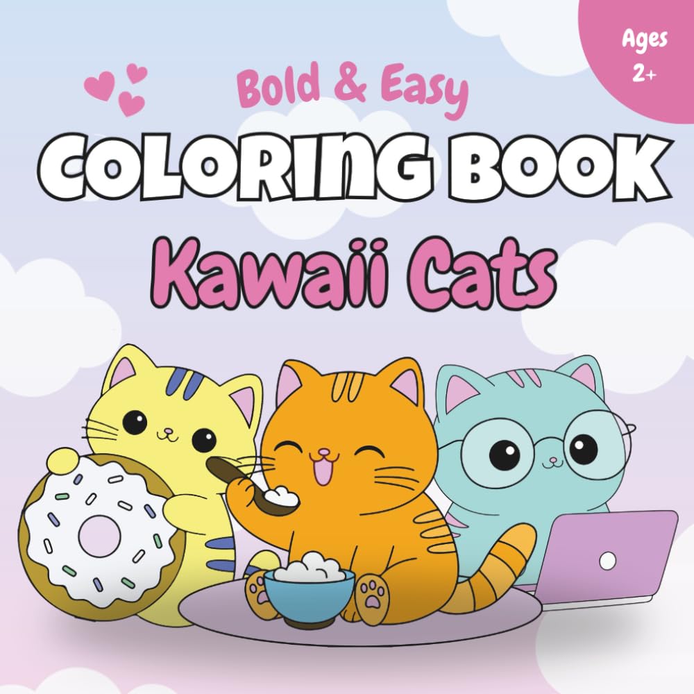 Kawaii Cats: Bold & Easy Coloring Book (Kawaii Coloring Books)