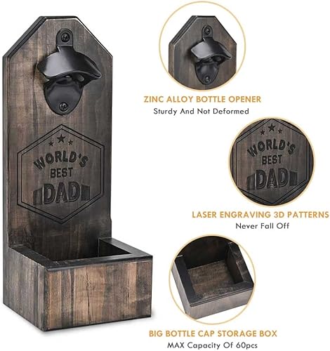 Miniatura 3 de Regalos de Navidad para papá de hija e hijo, abridor de botellas de cerveza montado en la pared, regalos de cumpleaños únicos para papá, padrastros,