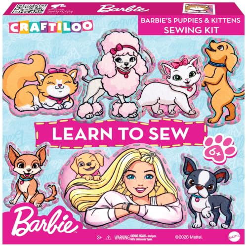 Barbie® Sewing Kit for Kids Ages 6-12 - Sew Your Own Puppy & Kitten