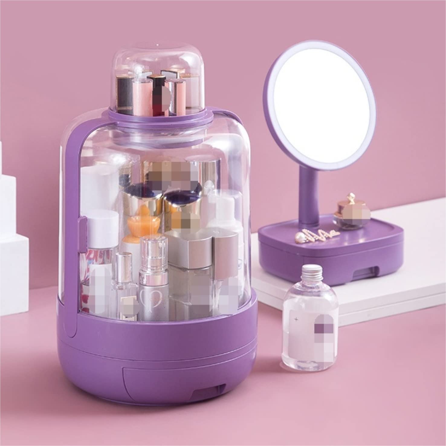 Almacenaje Maquillaje Organizador De Maquillaje Transparente Cajones De Almacenamiento De Cosméticos Estante para Productos para El Cuidado De La Piel Habitacion(Purple)