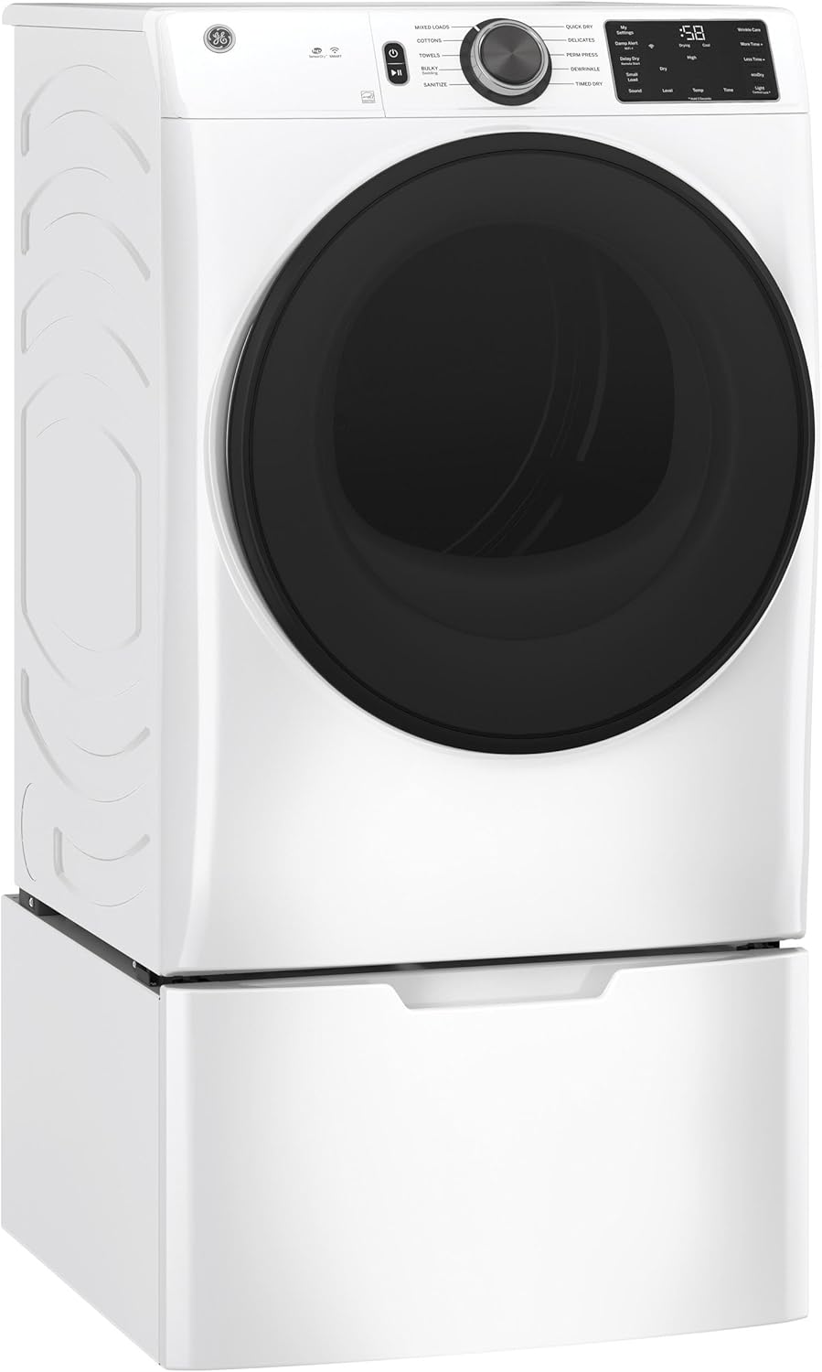 GE GFD55GSSNWW 28" Front Load Gas Dryer with 7.8 cu. ft. Capacity Built-in WiFi HE Sensor Dry and Sanitize Cycle in White