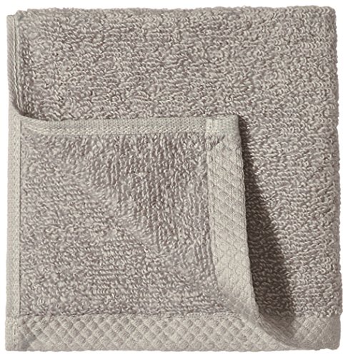 Image of Amazon Basics 100% Cotton Washcloths, Quick-Dry, 12 inch x 12 inch, Platinum, 12-Pack