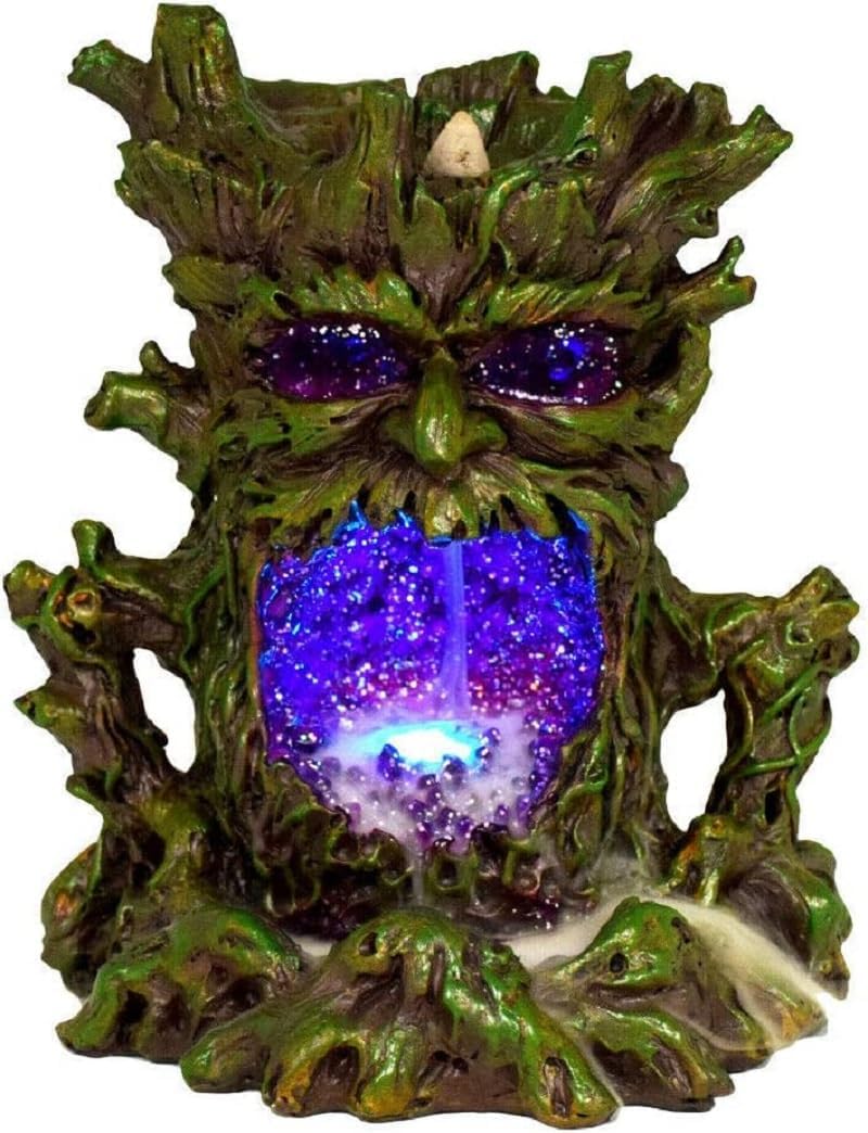 Divine Tree Man Backflow Cone Incense Burner Greenman Ent Onodrim Light Up 6.5" H