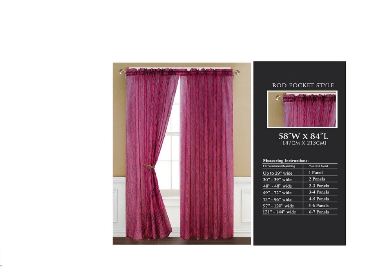 Everydayspecial Zebra Pink/Black Rod Pocket Style Sheer Panel Window Curtains 58" X 84"