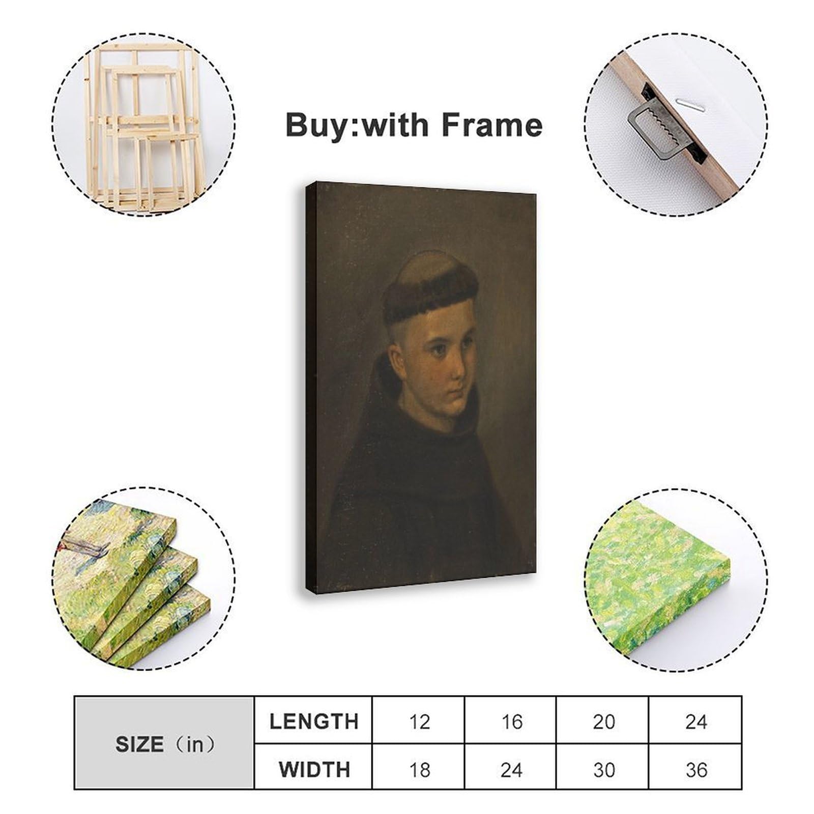 Ernst Meyer Leinwandposter, halblang, Portrait eines jungen Franziskaners, Wandkunst, Schlafzimmer, Büro, Küche, Dekoration, Geschenke, 50 x 75 cm