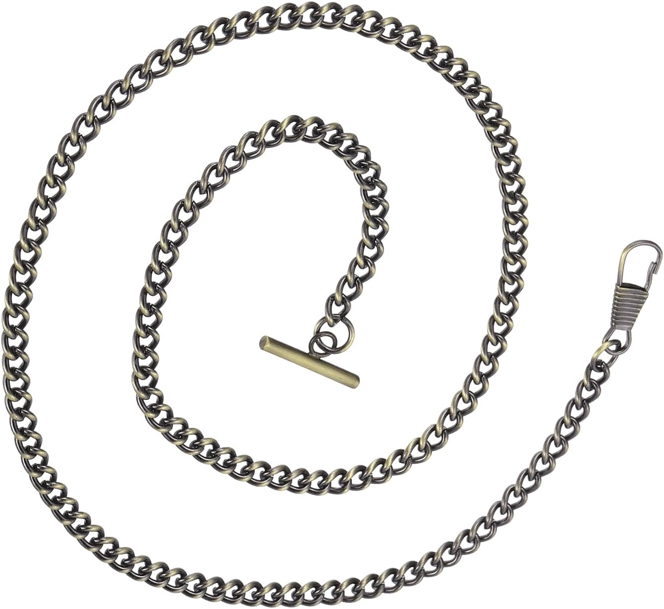 MECCANIXITY Pocket Watch Chain, Alloy Vintage Pocket Watch Chain with T-Bar & Clasps for Men Vests Suit Formal Clothes