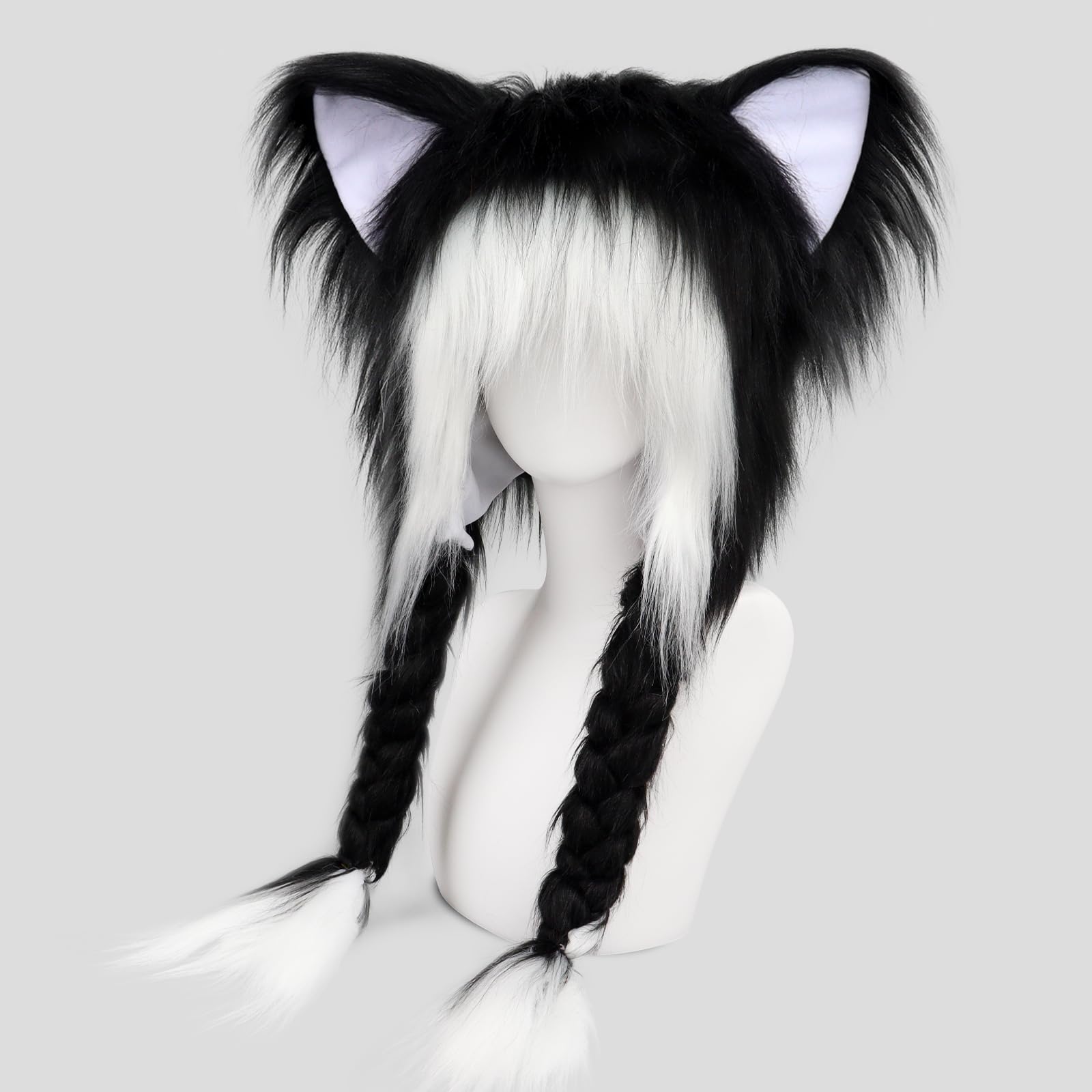 Gorro de peluche con orejas de gato, gorro cálido de invierno, disfraz de fiesta de Halloween, accesorios de cosplay