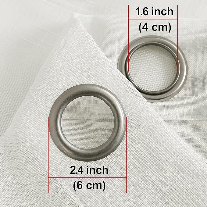 RNDRSSE Sheer Curtains Faux Linen Semi Voile Light Filtering Drapes Pair for Bedroom Living Room, Set of 2 Grommet Top Window Curtain Panels (54 x 84 Inch,White) - image 3