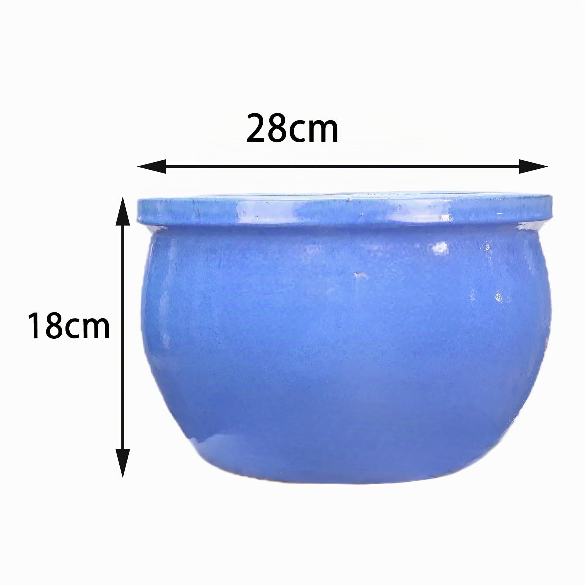 Steinzeug-Blumentopf/Pflanzkübel Bamboo Blau 28x18cm frostfest
