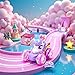 Unicornios Remote Control Car with LED Lights, 360°Rotating 4WD Stunt RC Cars for Girls, 2.4GHz One-Click Demo Double Sided Rechargeable Car Toys Christmas Birthday Presents for Girls Ages 3-8