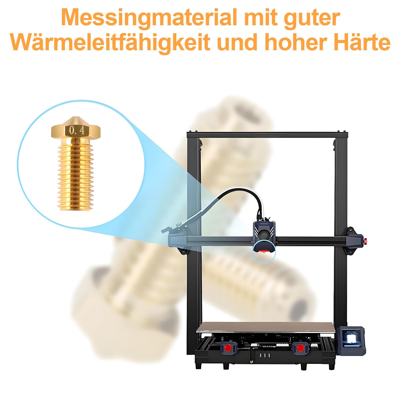 10-częściowy Zestaw Dysz Barss Kompatybilny z Anycubic Kobra 2 Max, Anycubic Kobra 2 Neo, Drukarką 3D, Zestaw Dysz 0,4 mm do Kobra 3 Hotend, Kobra 2 Plus, Kobra 2 Pro (kolor mosiężny)