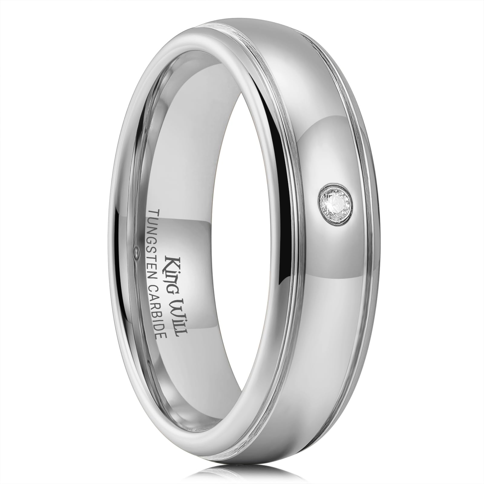 King Will Men's Women's Tungsten Carbide Ring 24k Gold Plated Rose Gold Plated Domed Polished Finish Wedding Band