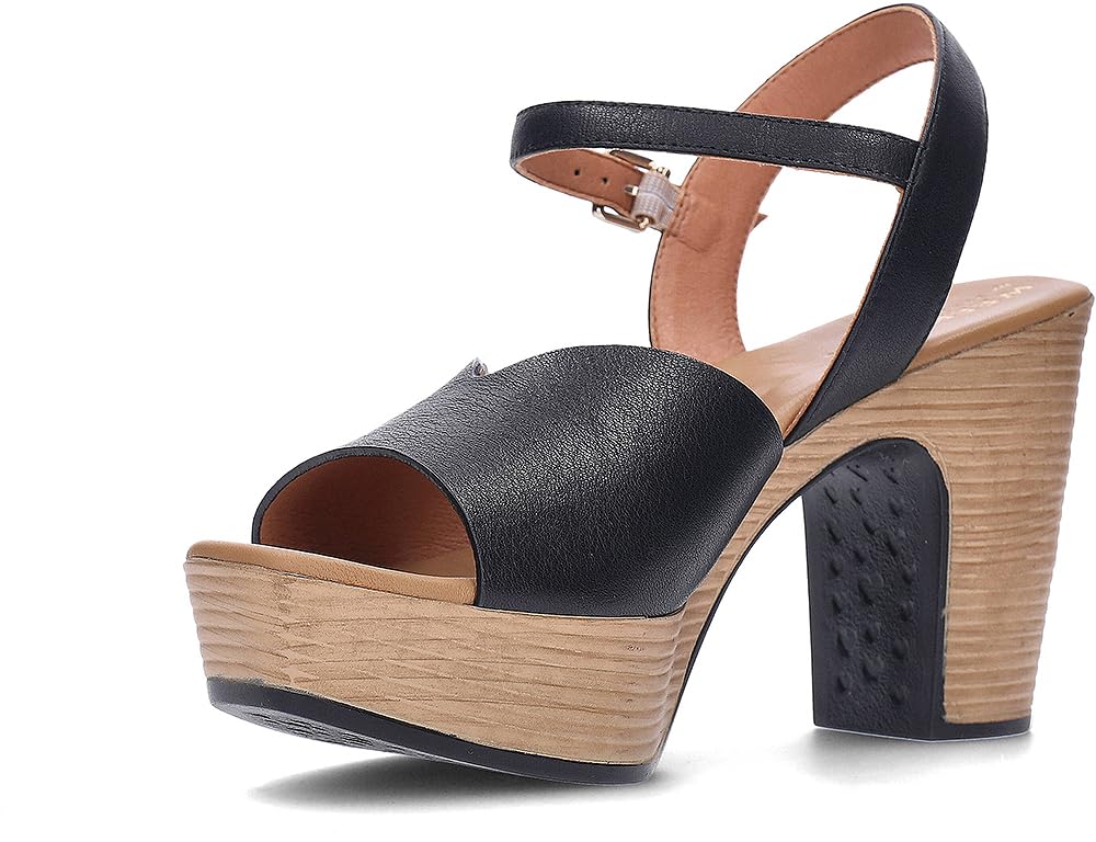 Weekend - Sandalias de vestir con plataforma imitación a madera,de piel,suela de goma,elegante para: Mujer