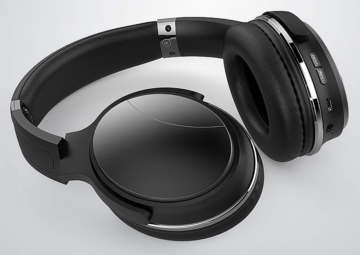 Music Wireless zestaw słuchawkowy Bluetooth, składany zestaw słuchawkowy USB / 3,5 mm wpuszczany zestaw słuchawkowy PC Mobile Call Center Online gniazdo kart TV (czarne ulepszenie)