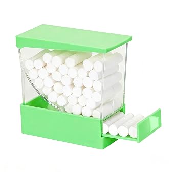 Dental Cotton Roll Dispenser, YOUYA DENTAL Professional Press on Plastic Cotton Roll Holder Organizer for Home Dental Pharmacy Dentist Cotton Roll Storage Box with Nonslip Base for Dental Lab Green